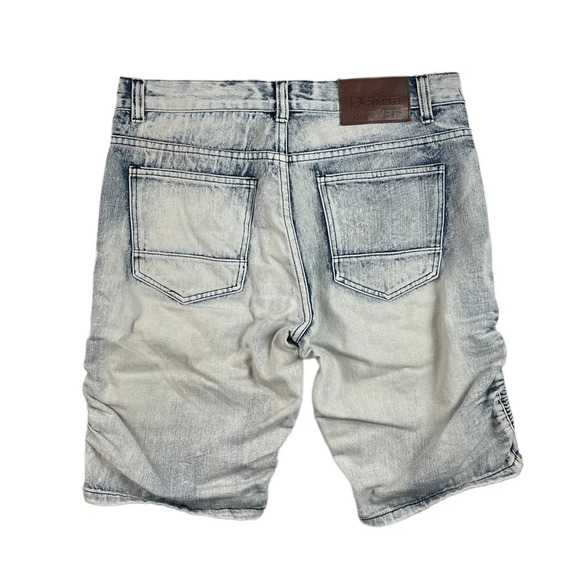 SH371 Mens Denim & Rivets Distressed Stretch Moto Style Flex Jean Shorts 32 - Picture 4 of 5